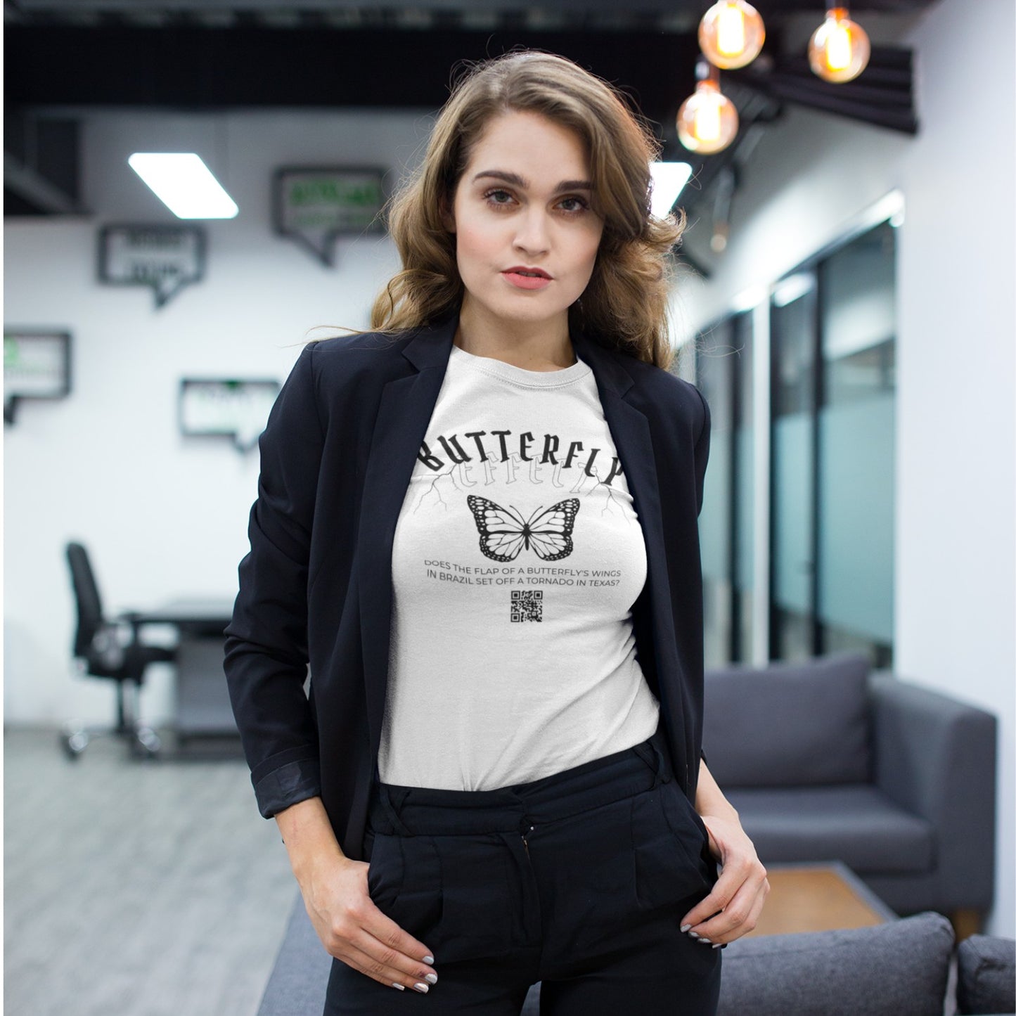 Butterfly Effect Unisex t-shirt, Quote, Does the Flap of a Butterfly's Wings in Brazil Set Off a Tornado in Texas