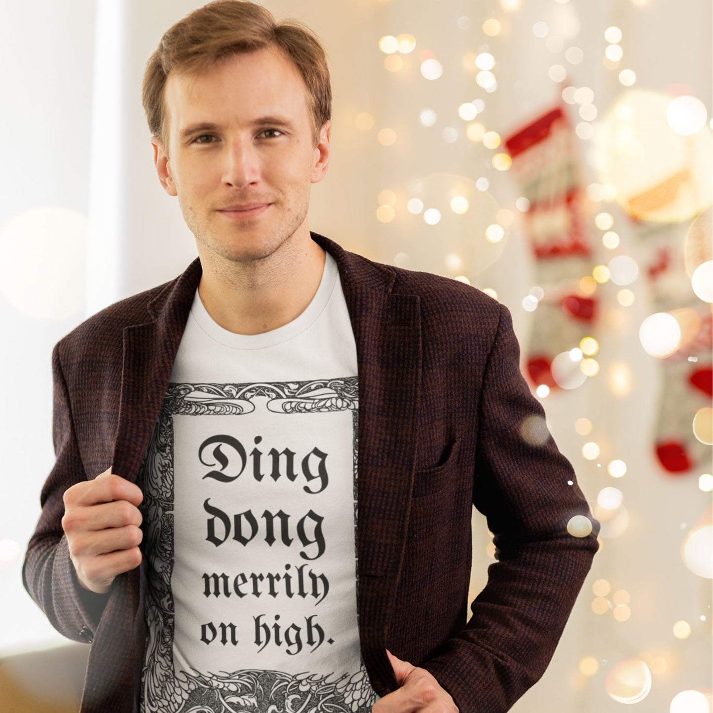 Ding Dong Merrily on High Short-Sleeve Unisex T-Shirt, Ding Dong t-Shirt, Christmas Carol, Old Film Quote