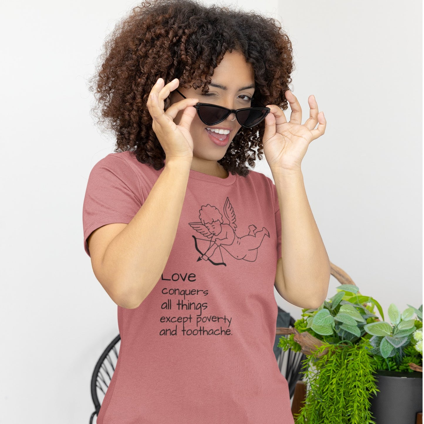 LOVE Conquers All Things Except Poverty and Toothache Unisex t-shirt, Mae West Quote, Cinema Quote
