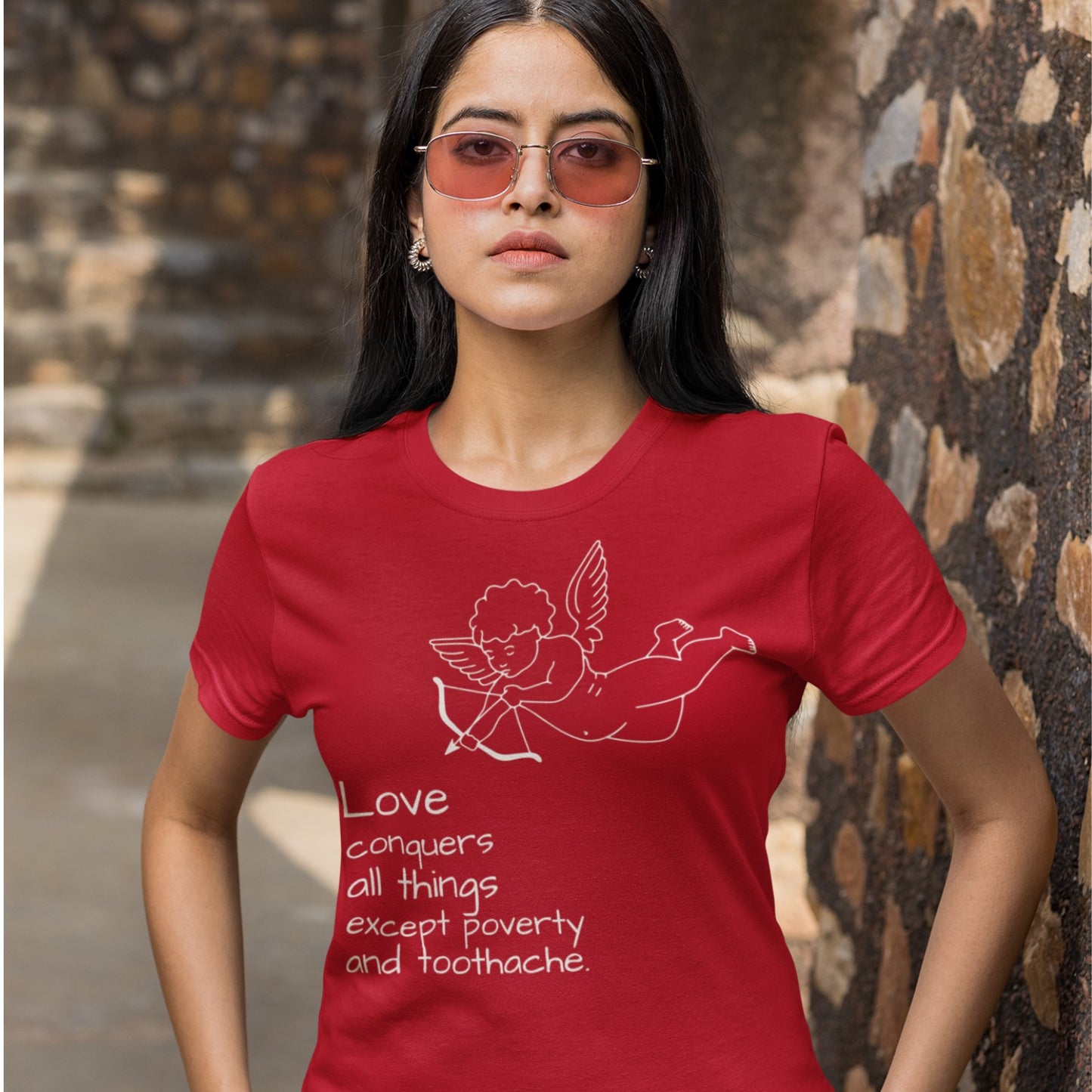 LOVE Conquers All Things Except Poverty and Toothache Unisex t-shirt, Mae West Quote, Cinema Quote