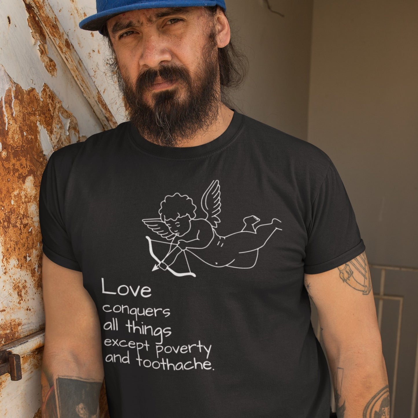 LOVE Conquers All Things Except Poverty and Toothache Unisex t-shirt, Mae West Quote, Cinema Quote