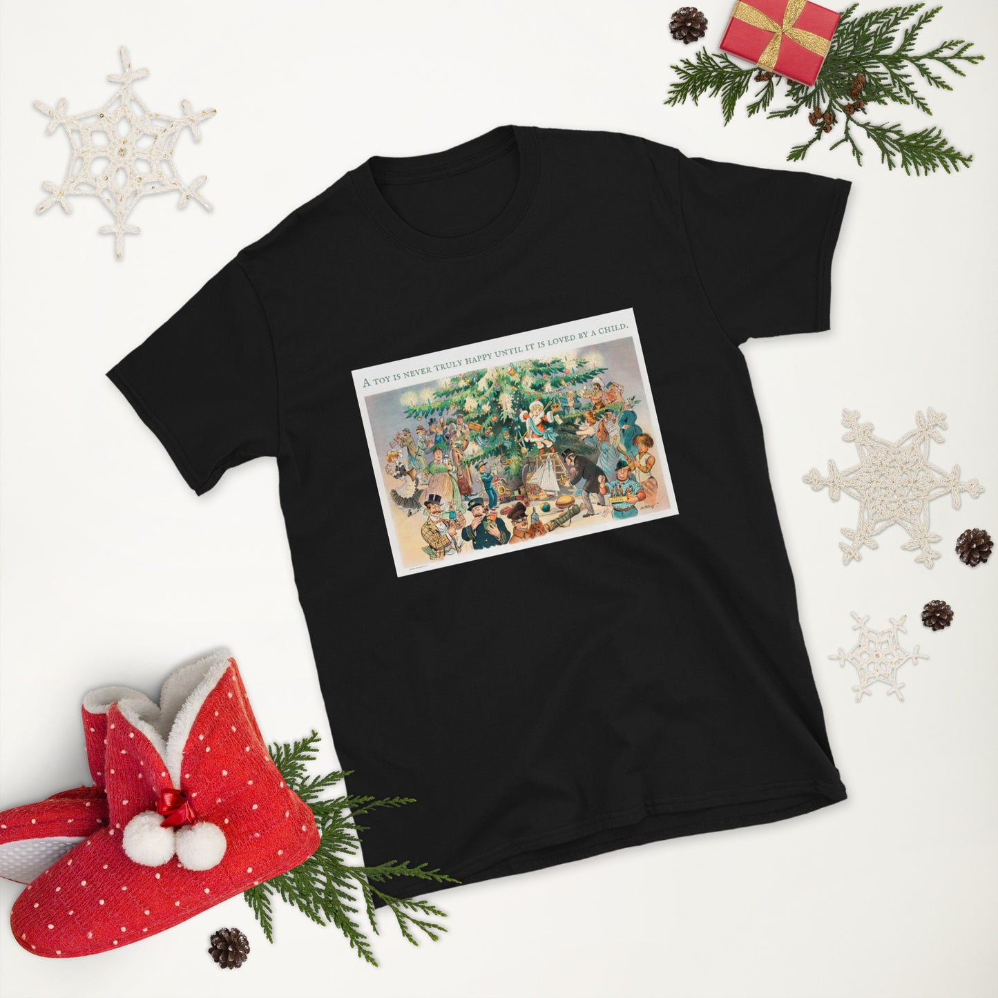 A Toy is Never Truly Happy Until it is Loved by a Child Short-Sleeve Unisex T-shirt, Vintage Image 1902