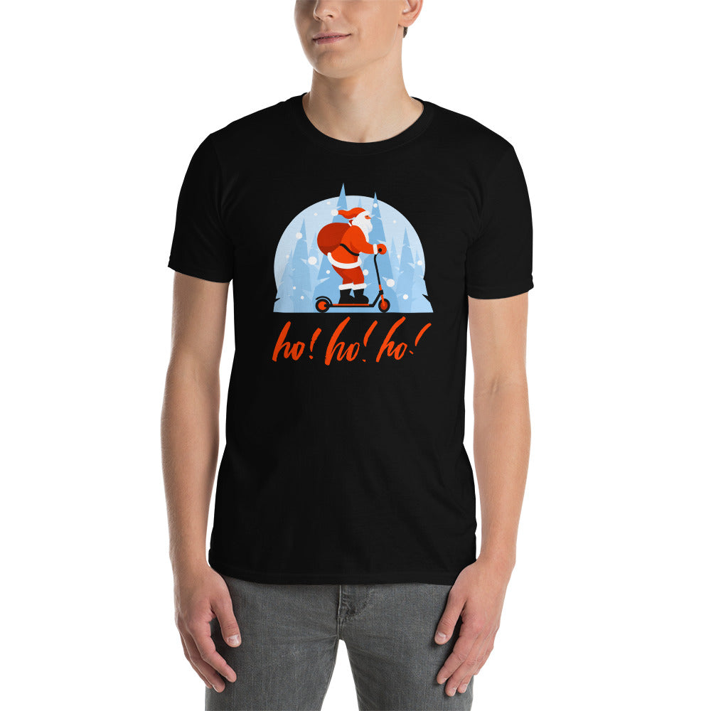 Ho! Ho! Ho! Santa on a Scooter Short-Sleeve Unisex T-Shirt