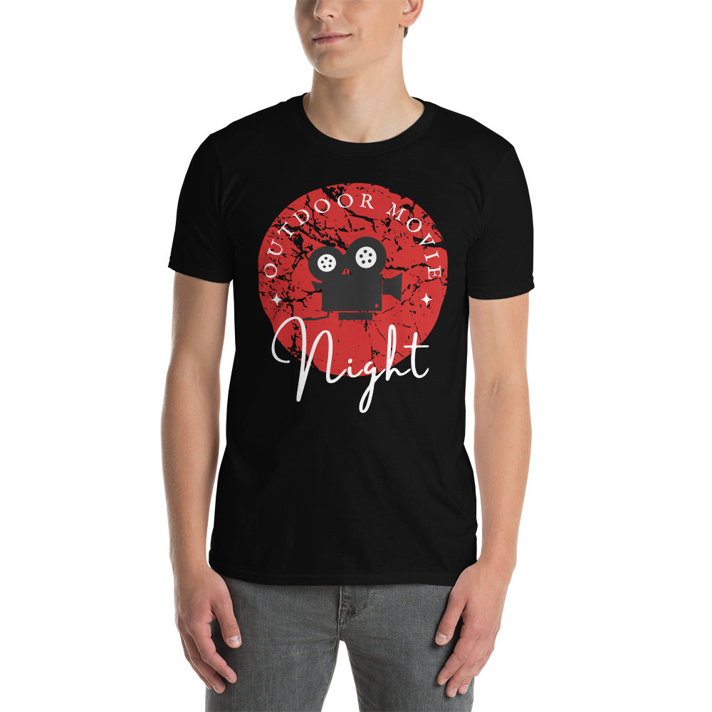 Outdoor Movie Night Short-Sleeve Unisex T-Shirt, Gift for Movie Lover, Film Addict, Cinephile