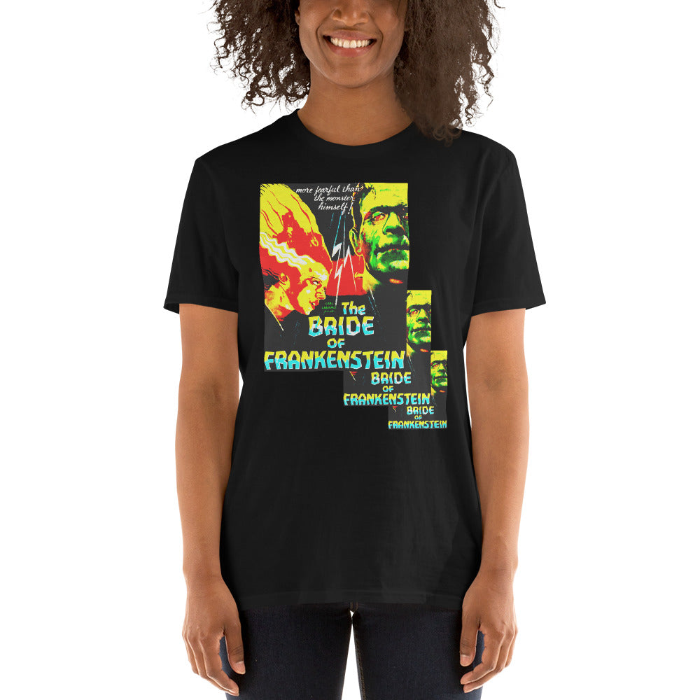 The Bride of Frankenstein 1935 Short-Sleeve Unisex T-Shirt, Movie Vintage Ad Sheet, Science Fiction Horror Film, Frankenstein