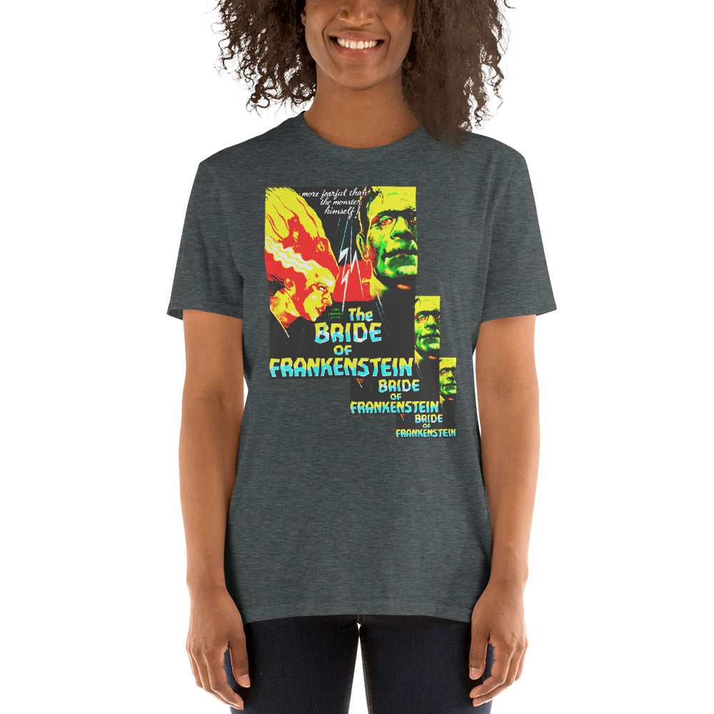 The Bride of Frankenstein 1935 Short-Sleeve Unisex T-Shirt, Movie Vintage Ad Sheet, Science Fiction Horror Film, Frankenstein