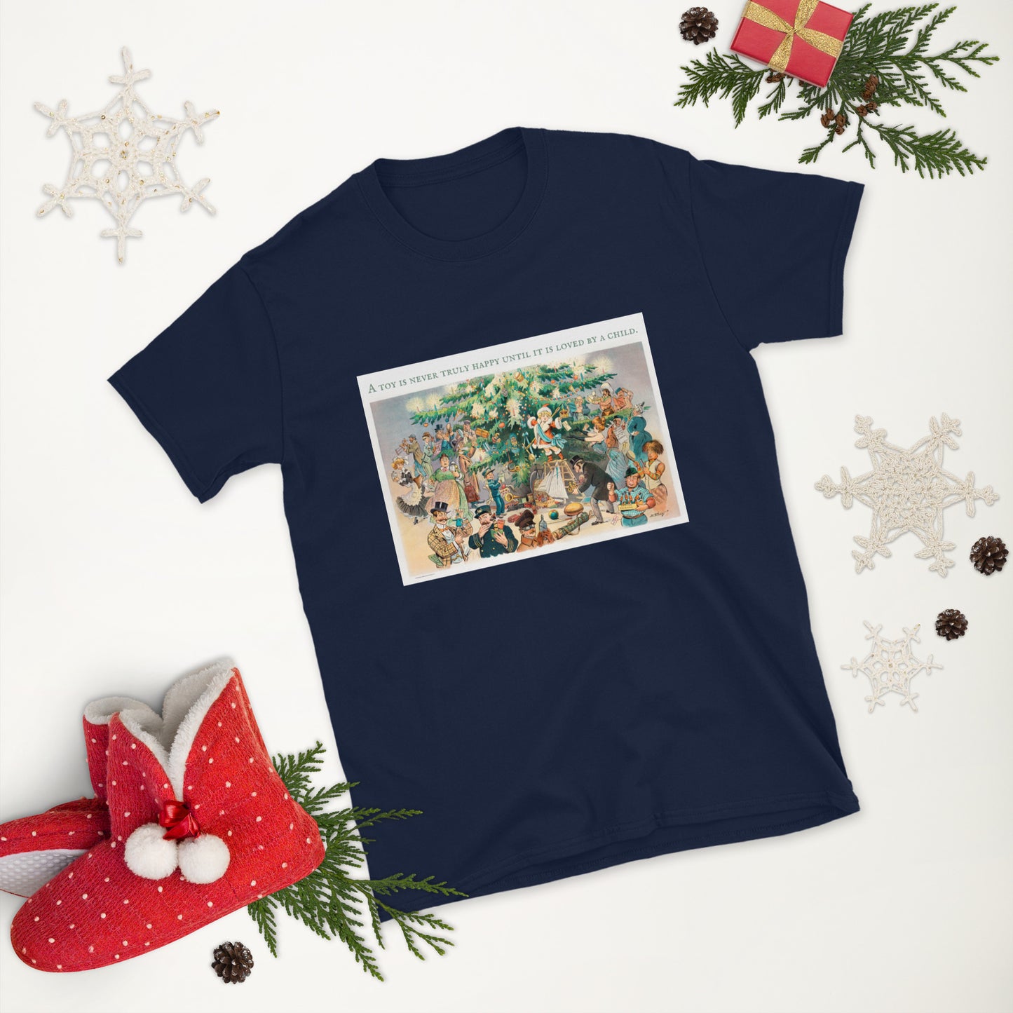 A Toy is Never Truly Happy Until it is Loved by a Child Short-Sleeve Unisex T-shirt, Vintage Image 1902