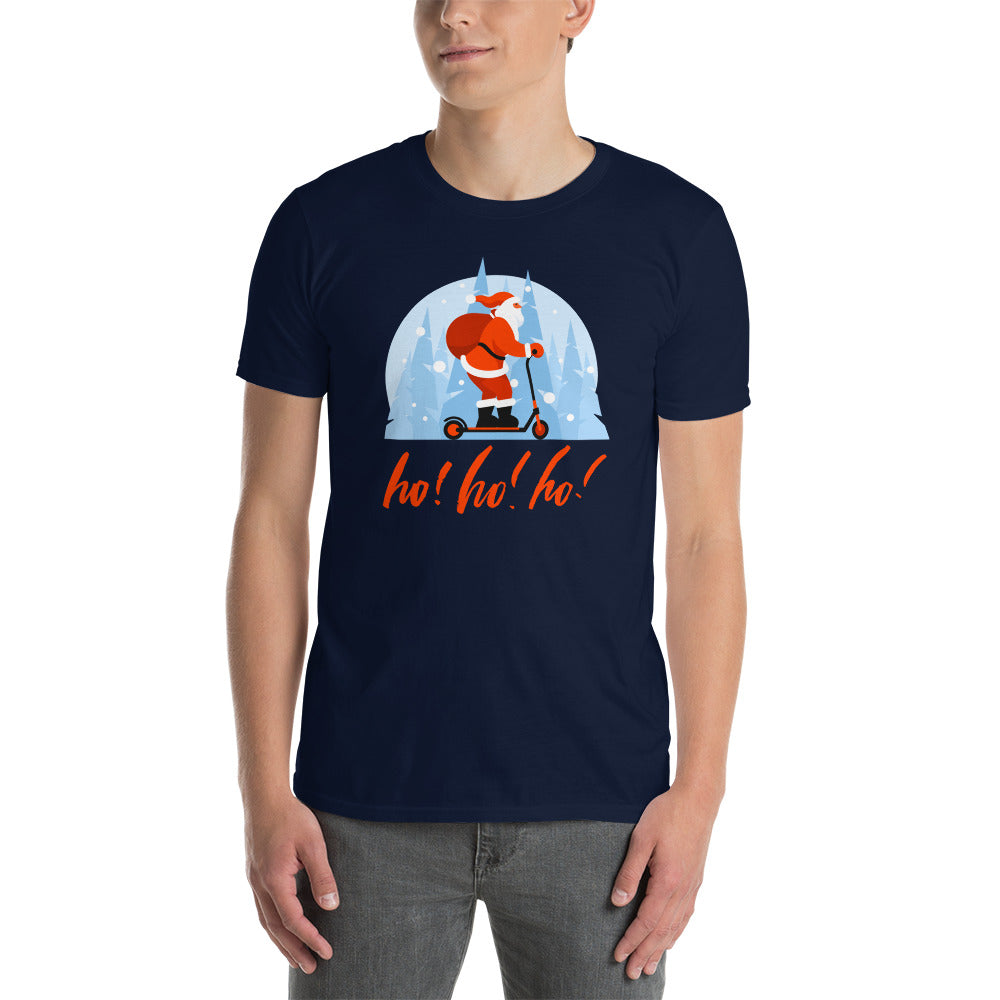 Ho! Ho! Ho! Santa on a Scooter Short-Sleeve Unisex T-Shirt
