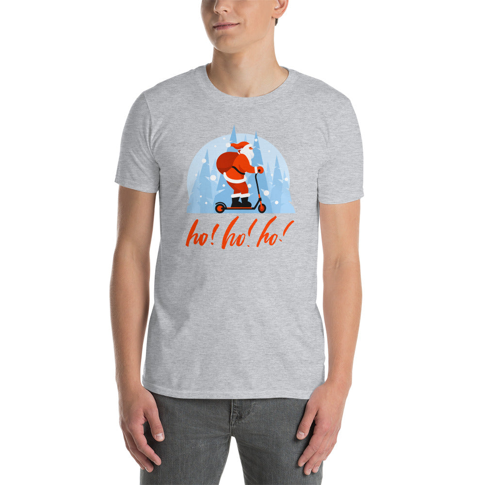 Ho! Ho! Ho! Santa on a Scooter Short-Sleeve Unisex T-Shirt