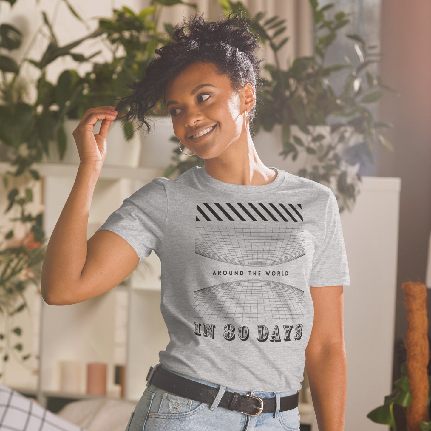 Around the World (in) 80 Days Short-Sleeve Unisex T-Shirt, Jules Verne Book, Film