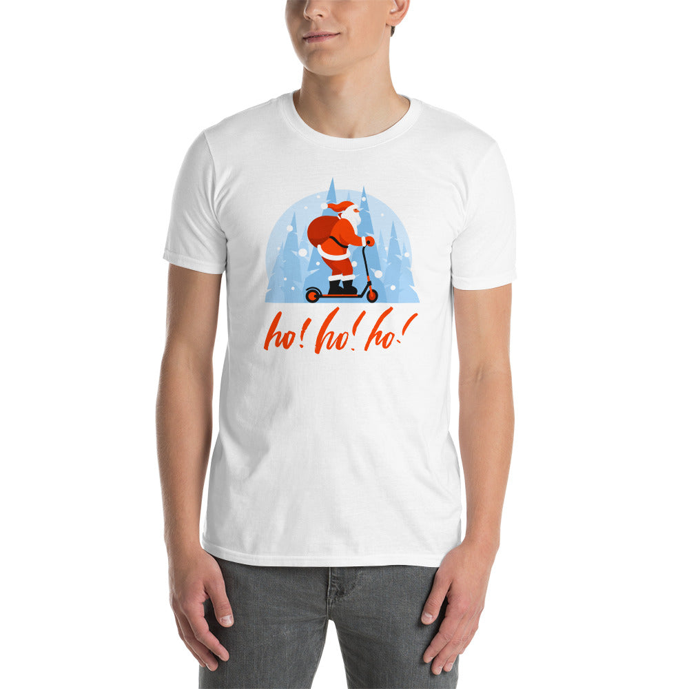 Ho! Ho! Ho! Santa on a Scooter Short-Sleeve Unisex T-Shirt