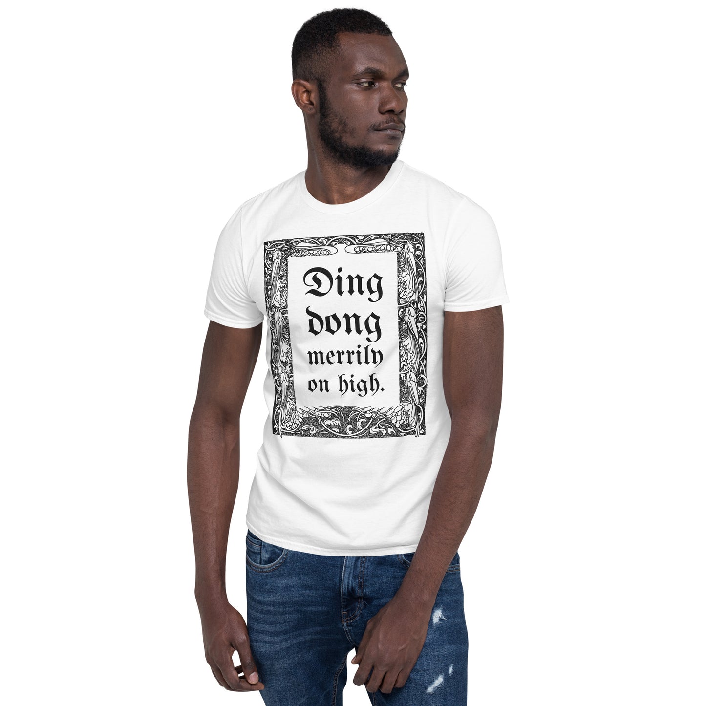 Ding Dong Merrily on High Short-Sleeve Unisex T-Shirt, Ding Dong t-Shirt, Christmas Carol, Old Film Quote