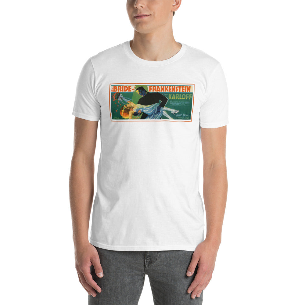 The Bride of Frankenstein 1935 Short-Sleeve Unisex T-Shirt, Movie Vintage Ad, Science Fiction Horror Film, Frankenstein