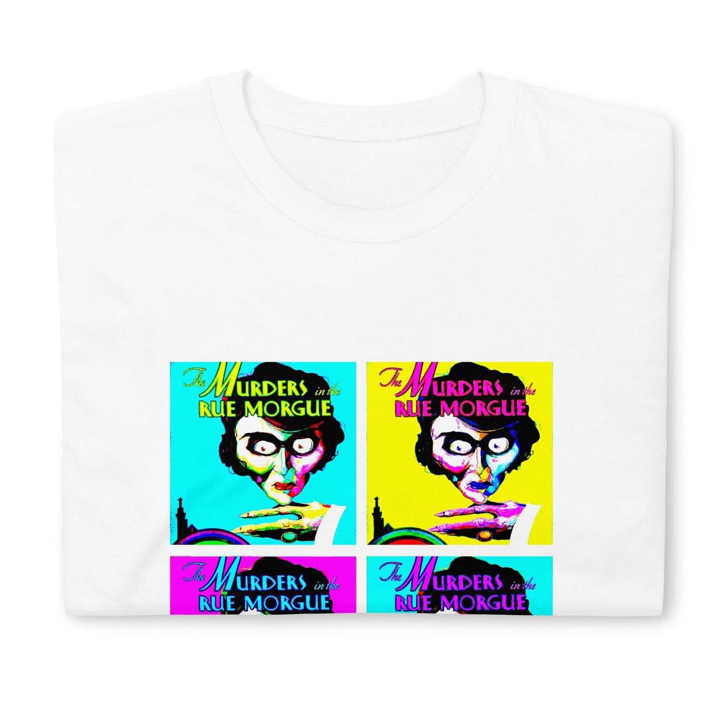 The Murders in the Rue Morgue 1932 Horror Movie Ad print, Andy Warhol Style, Short-Sleeve Unisex T-Shirt, Edgar Allan Poe