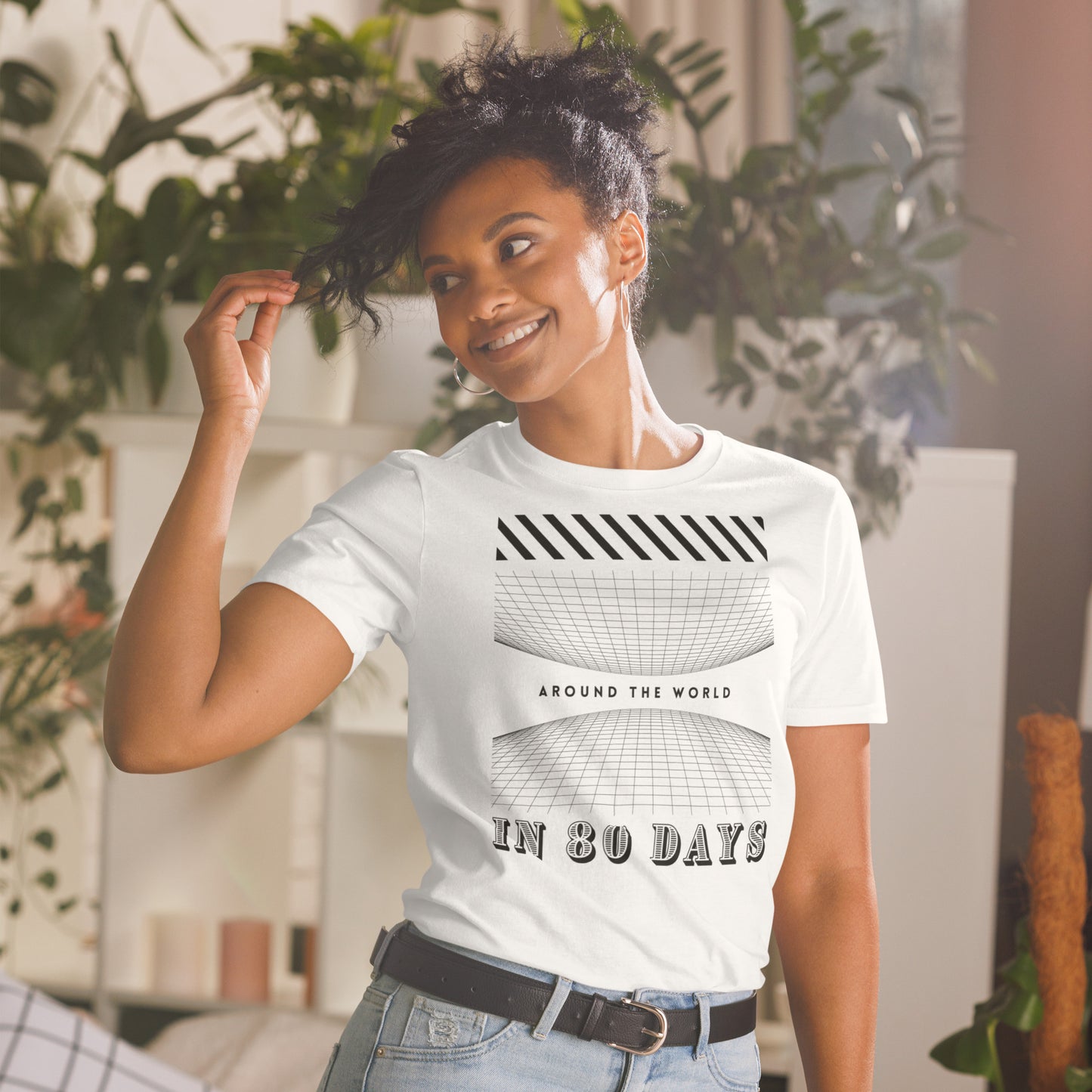 Around the World (in) 80 Days Short-Sleeve Unisex T-Shirt, Jules Verne Book, Film