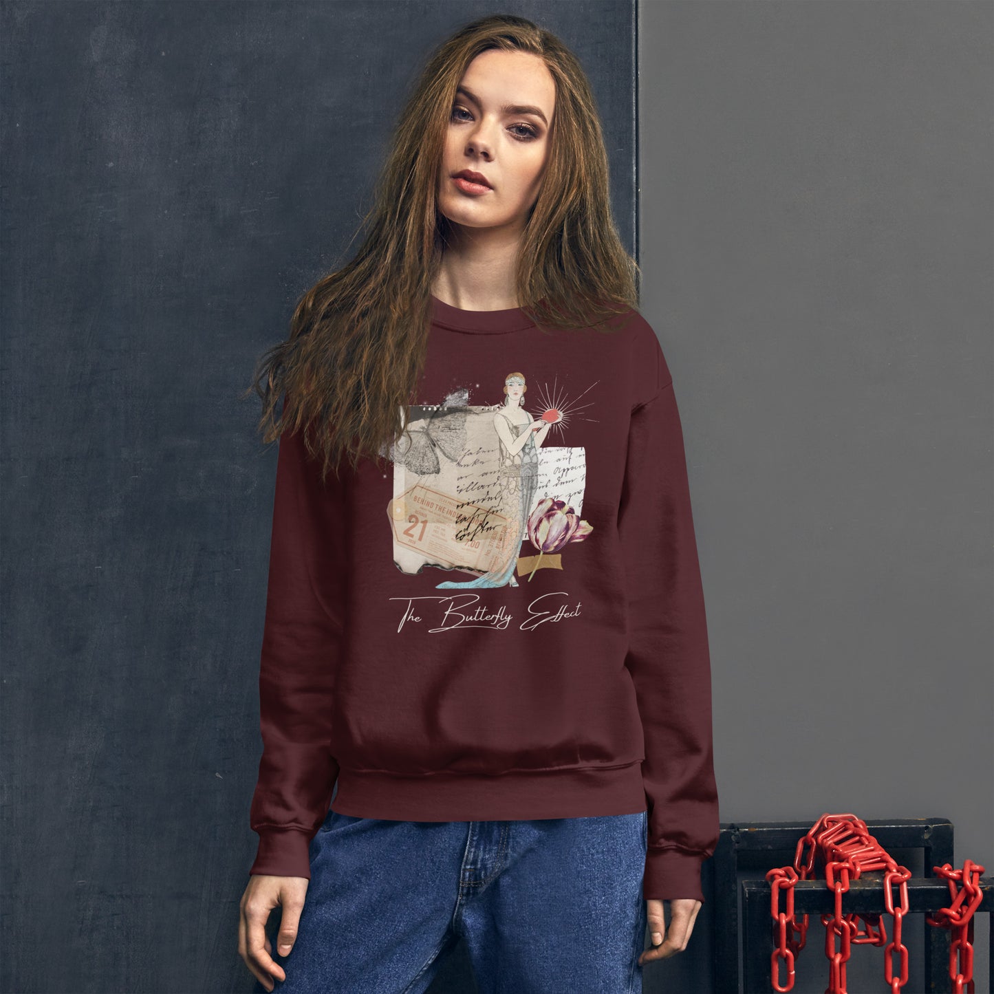 The Butterfly Effect Unisex Sweatshirt, Vintage Image, Vintage Collage