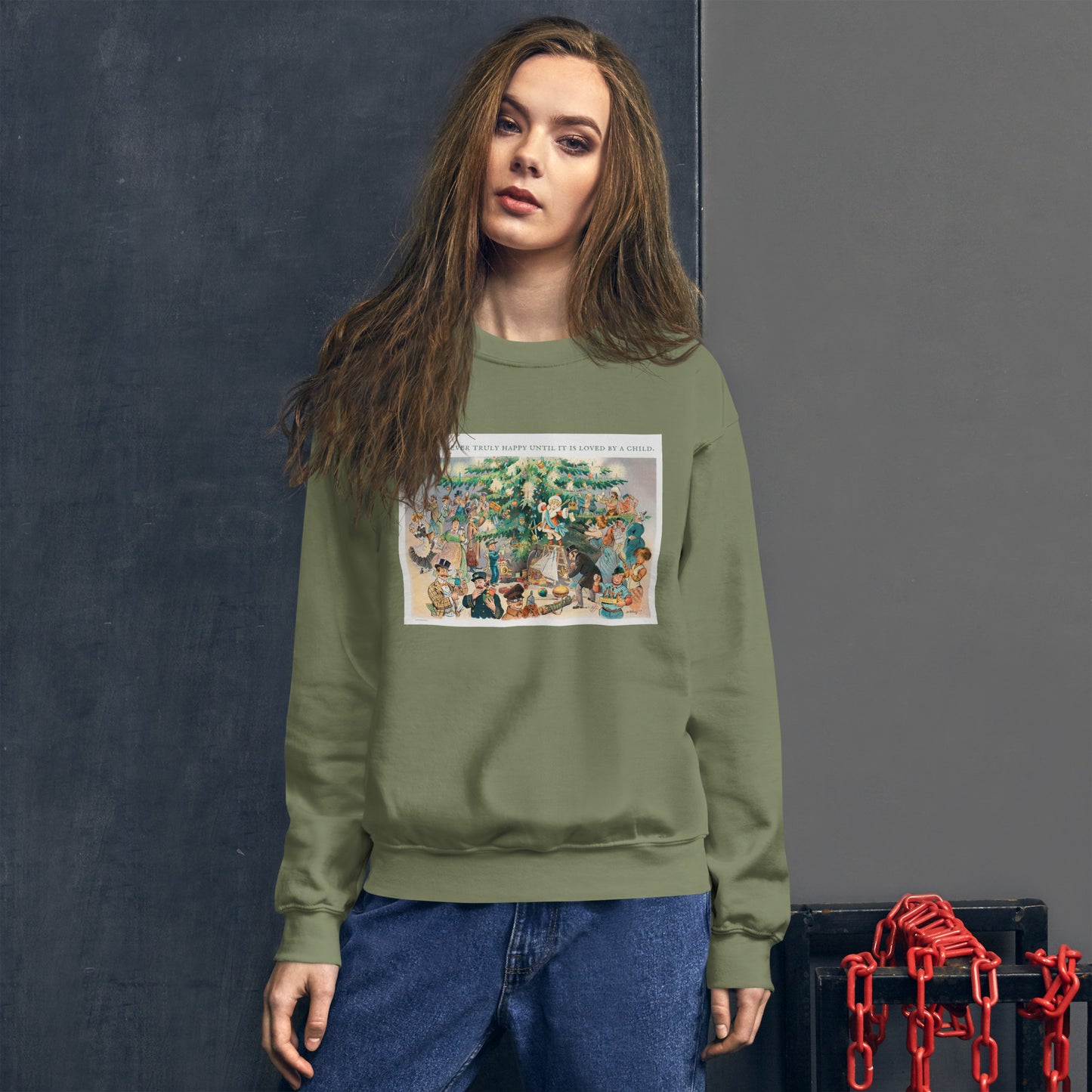A Toy is Never Truly Happy Until it is Loved by a Child Short-Sleeve Unisex Sweatshirt, Vintage Image 1902