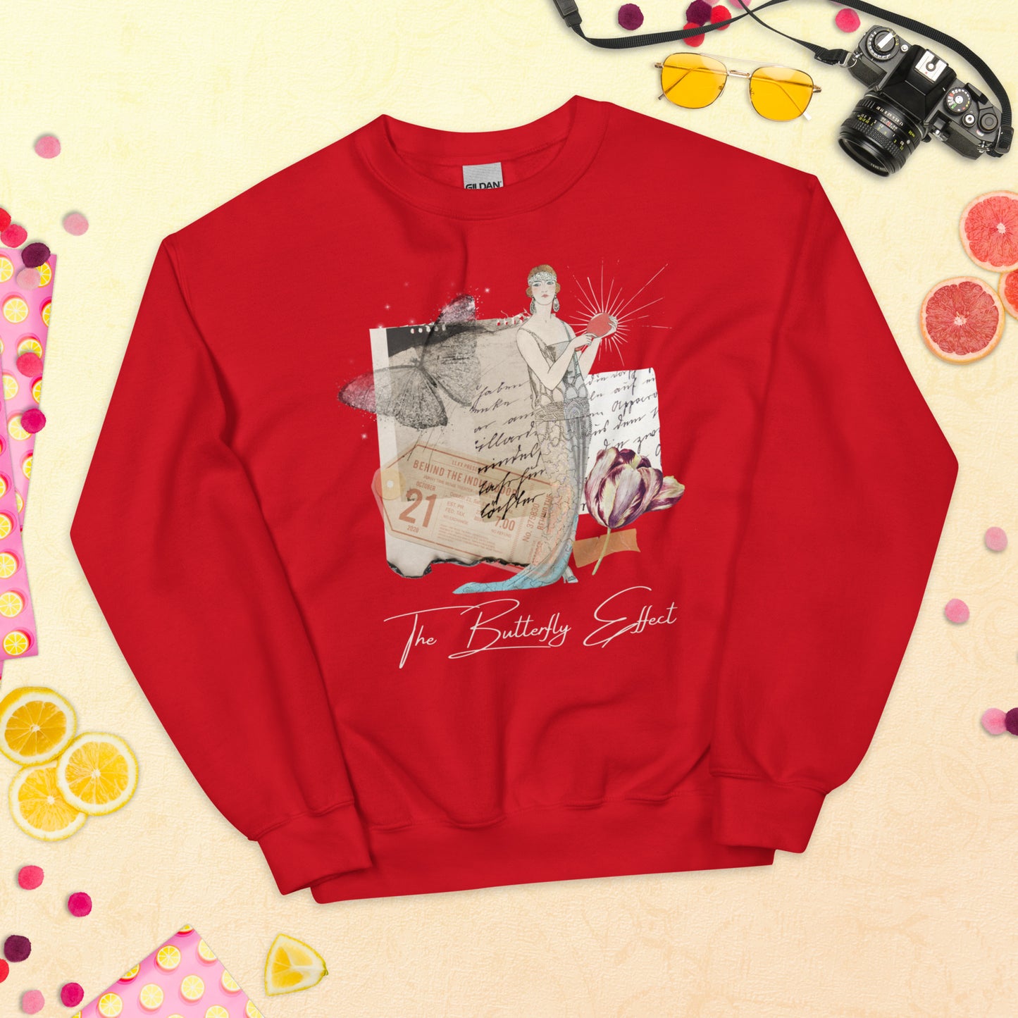 The Butterfly Effect Unisex Sweatshirt, Vintage Image, Vintage Collage