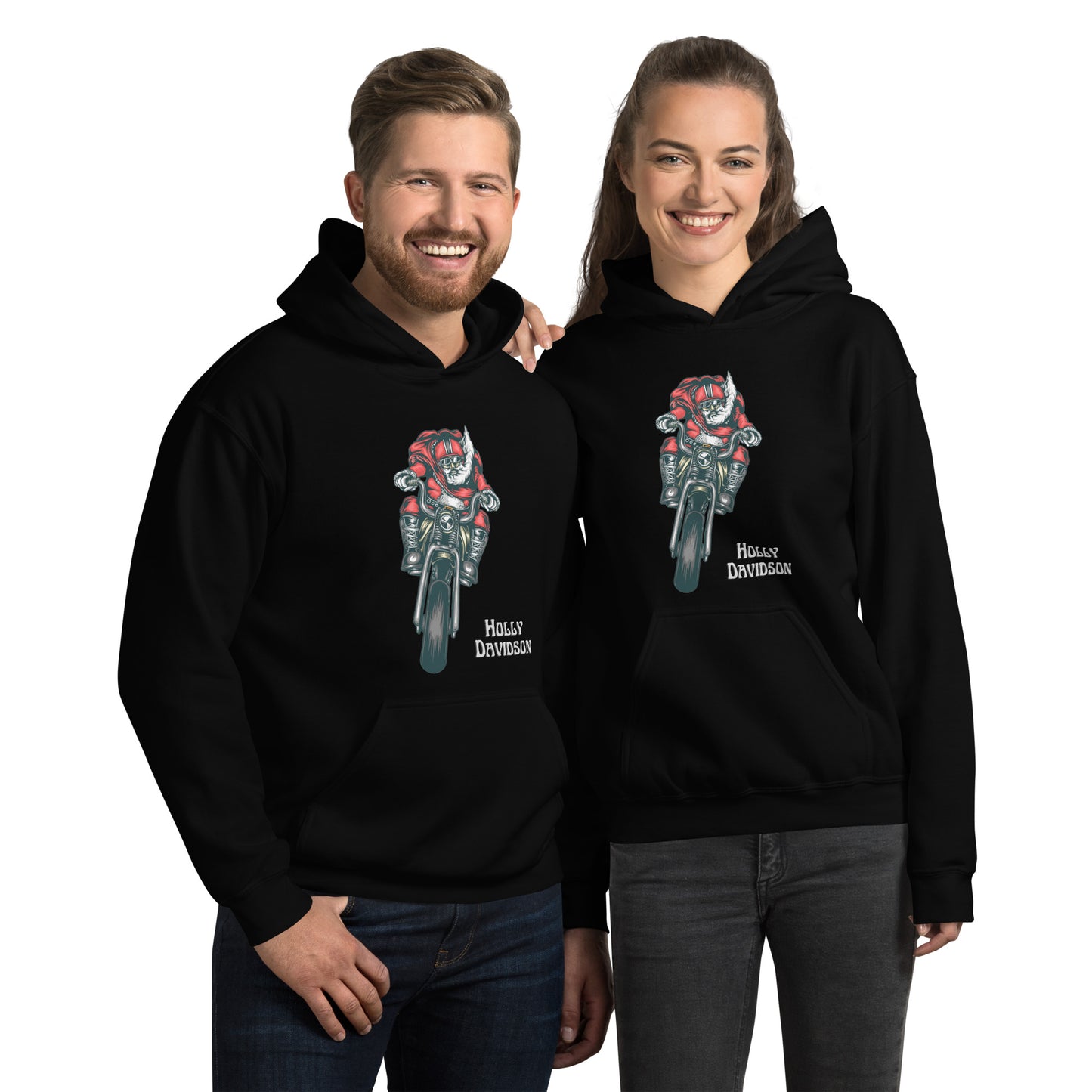 Holly Davidson Unisex Hoodie, Santa on a Motorbike, Christmas Gift for Bikers