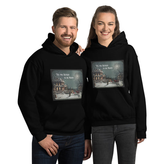 'Tis the Season to Be Merry Unisex Hoodie, Christmas Message, Vintage Christmas Image