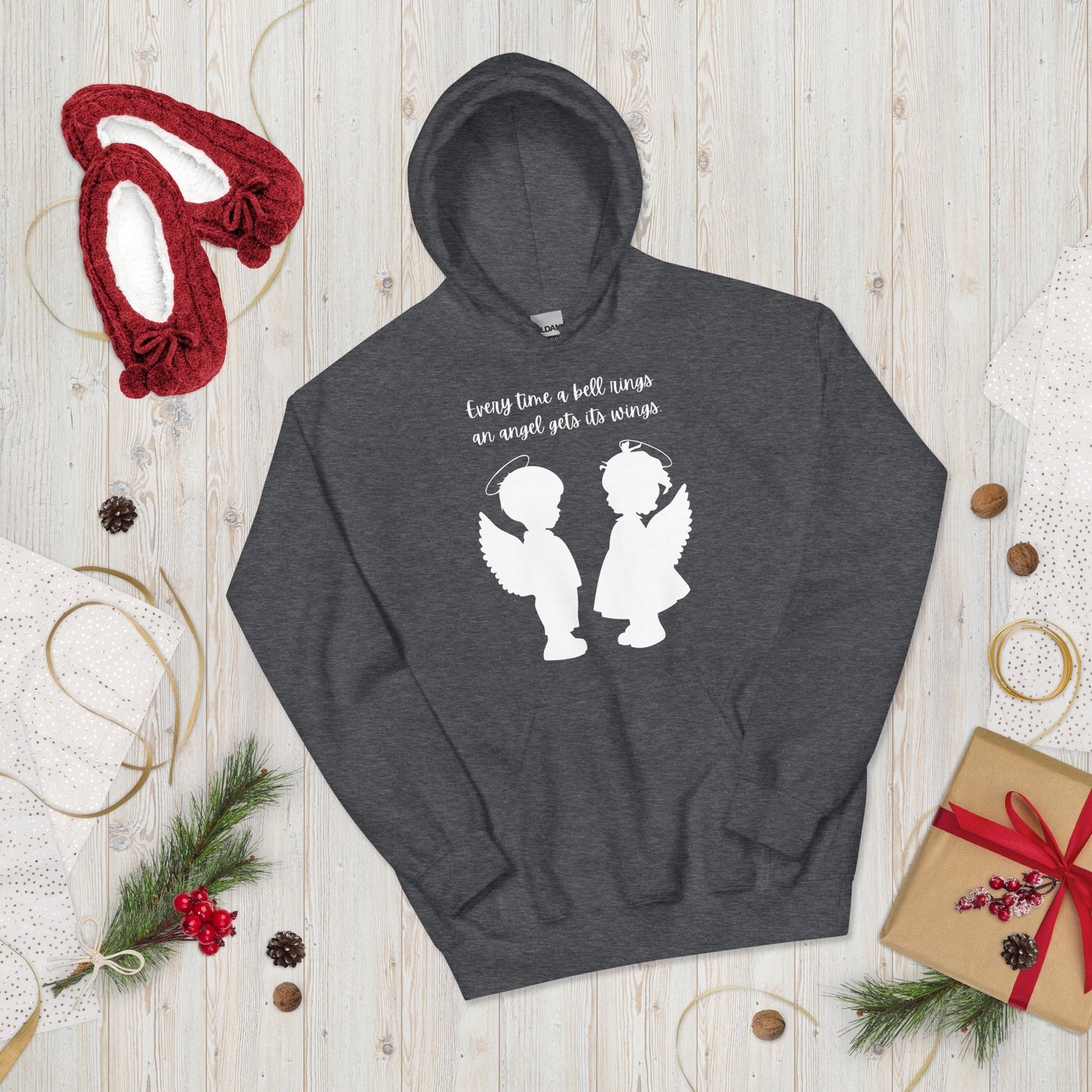 Every Time a Bell Rings an Angel Gets Its Wings, Unisex Hoodie, It’s a Wonderful Life, Inspirational Christmas Message