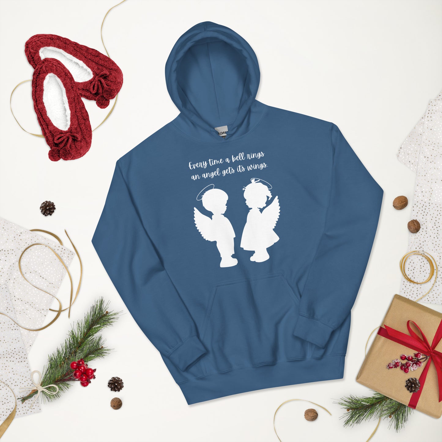 Every Time a Bell Rings an Angel Gets Its Wings, Unisex Hoodie, It’s a Wonderful Life, Inspirational Christmas Message