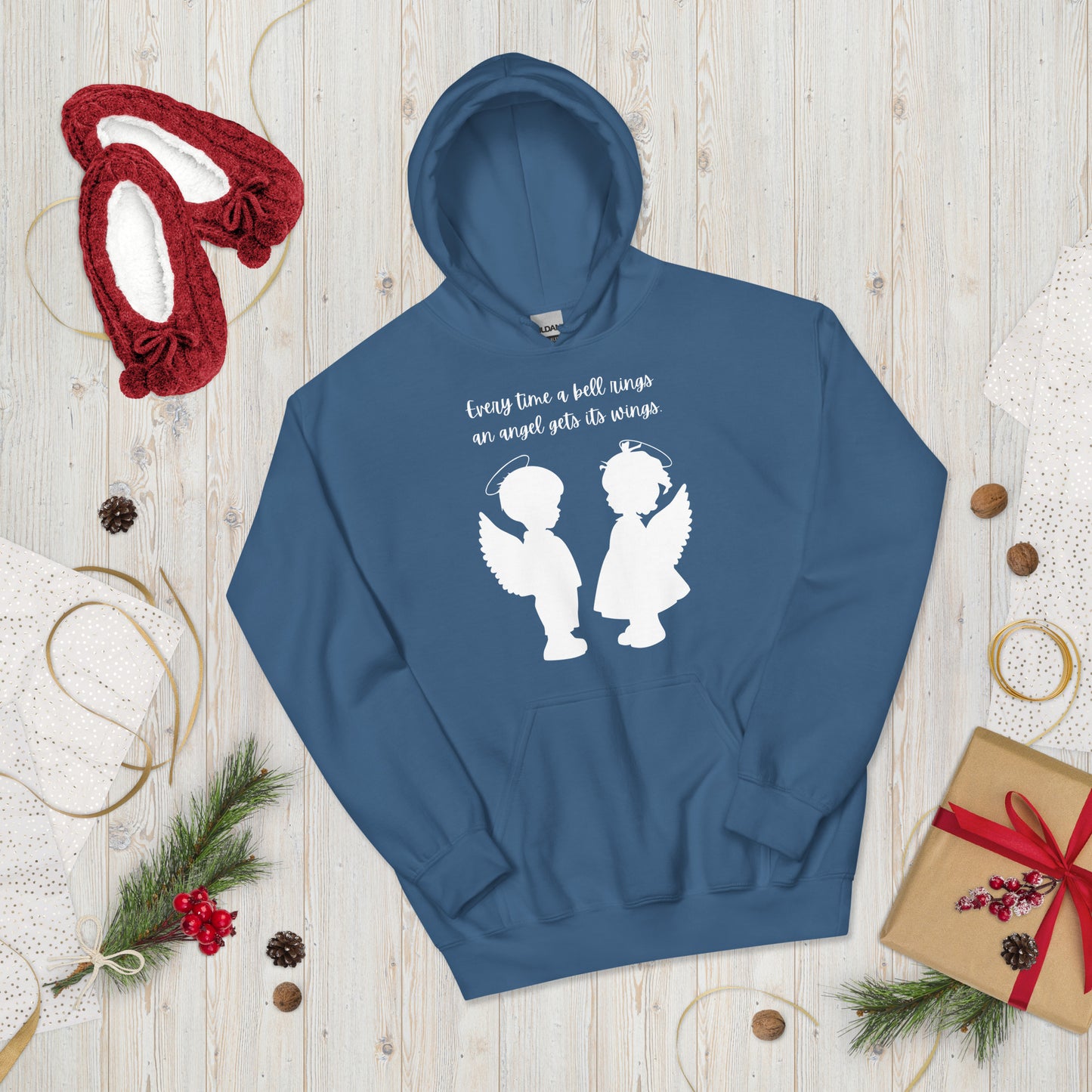 Every Time a Bell Rings an Angel Gets Its Wings, Unisex Hoodie, It’s a Wonderful Life, Inspirational Christmas Message