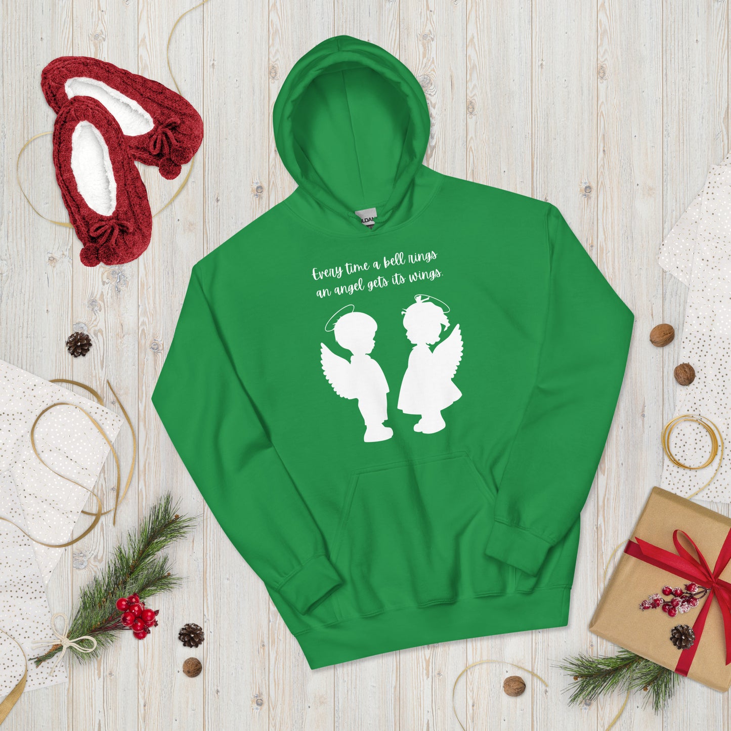 Every Time a Bell Rings an Angel Gets Its Wings, Unisex Hoodie, It’s a Wonderful Life, Inspirational Christmas Message