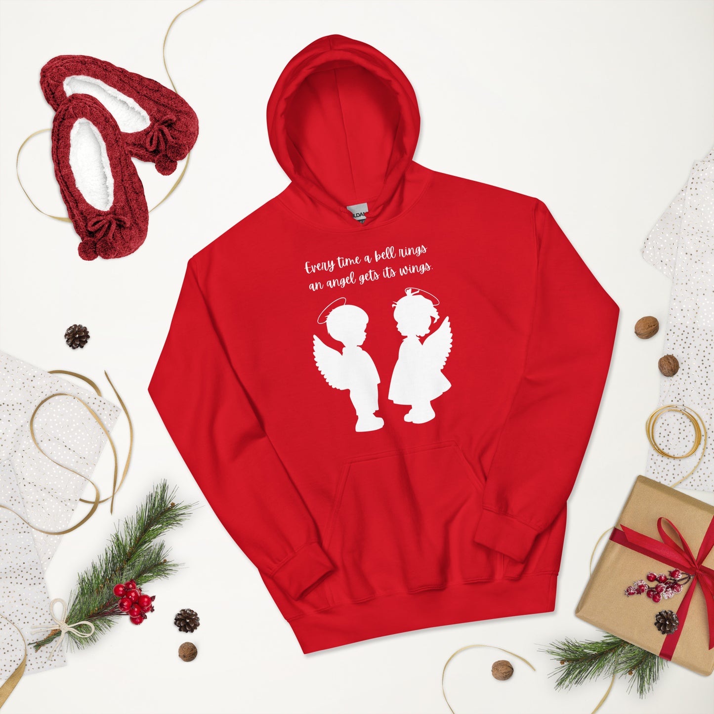 Every Time a Bell Rings an Angel Gets Its Wings, Unisex Hoodie, It’s a Wonderful Life, Inspirational Christmas Message