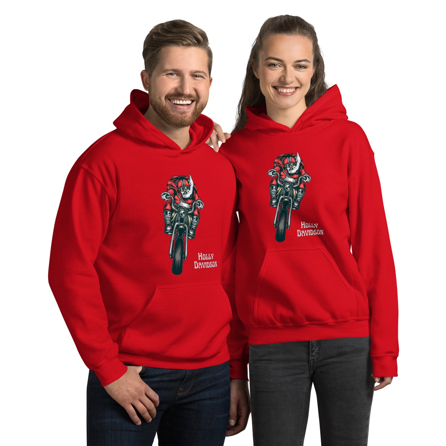 Holly Davidson Unisex Hoodie, Santa on a Motorbike, Christmas Gift for Bikers