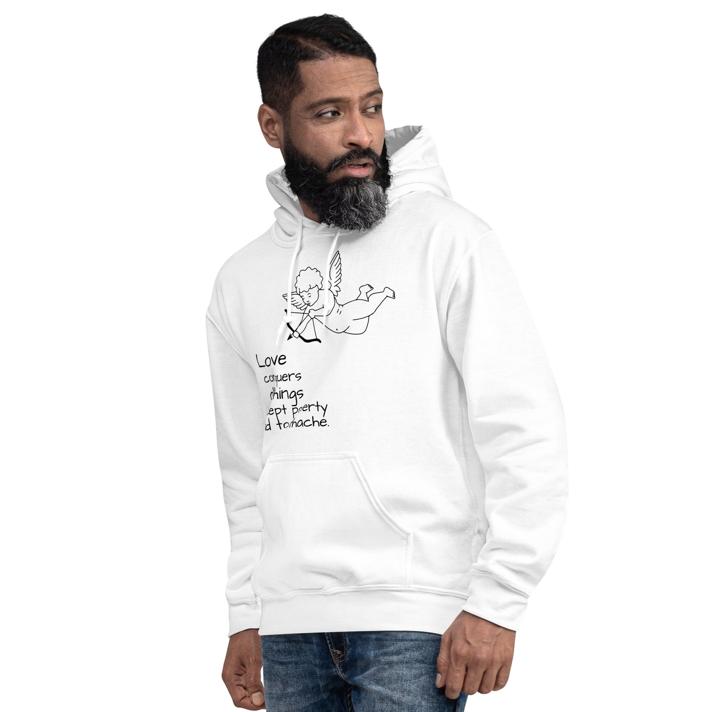 LOVE Conquers All Things Except Poverty and Toothache Unisex Hoodie, Mae West Quote, Cinema Quote, Funny design, (anti) valentine design