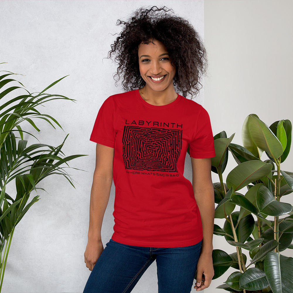 Labyrinth Movie Where What's Said is Said Unisex t-shirt, Optical Illusion Print, Maze, Labyrinth Cult Movie of the 80's