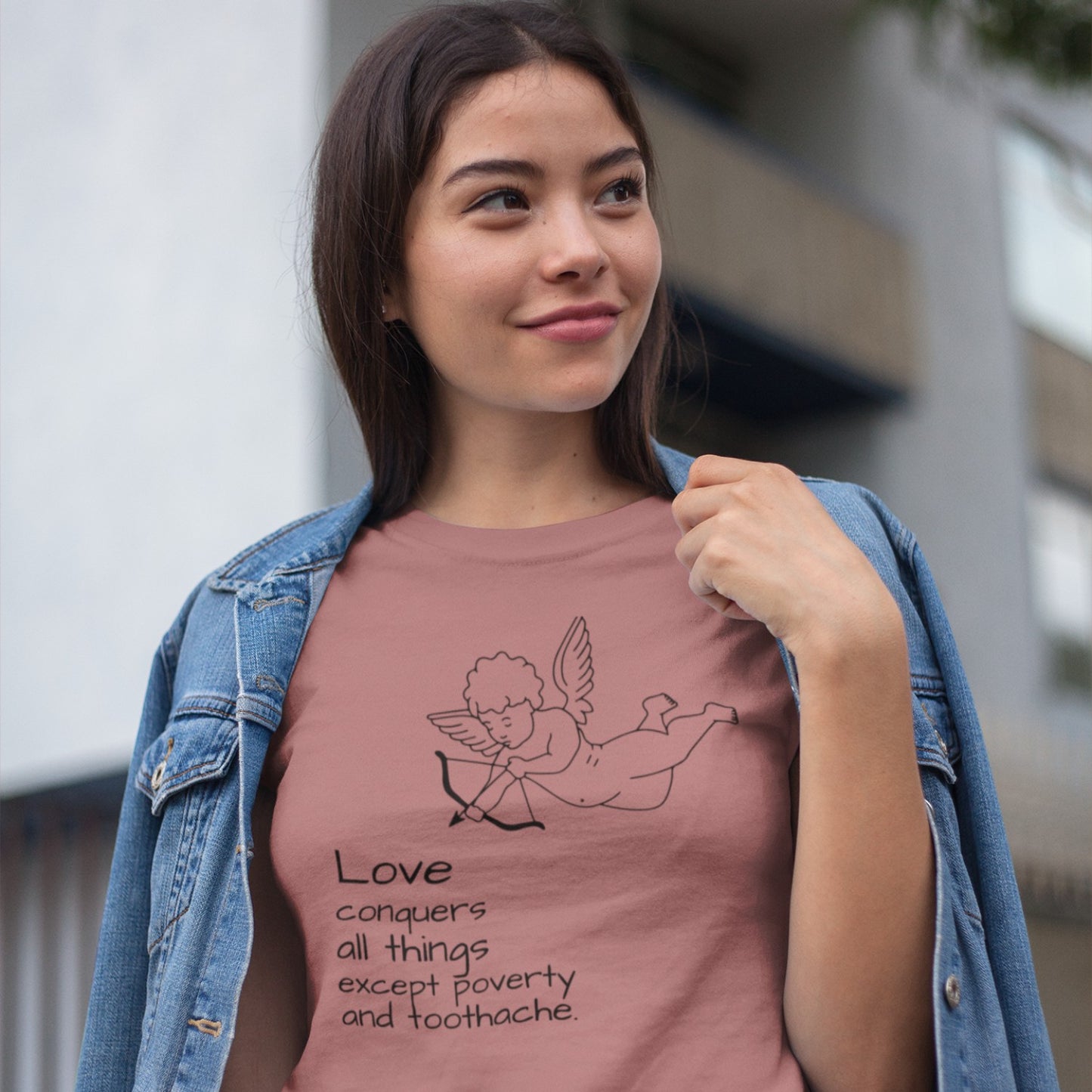LOVE Conquers All Things Except Poverty and Toothache Unisex t-shirt, Mae West Quote, Cinema Quote