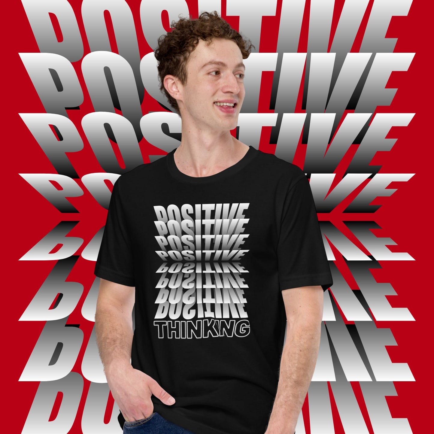 Positive Thinking Unisex t-shirt, Positive Message, Inspirational, 3D Effect, Optical Illusion