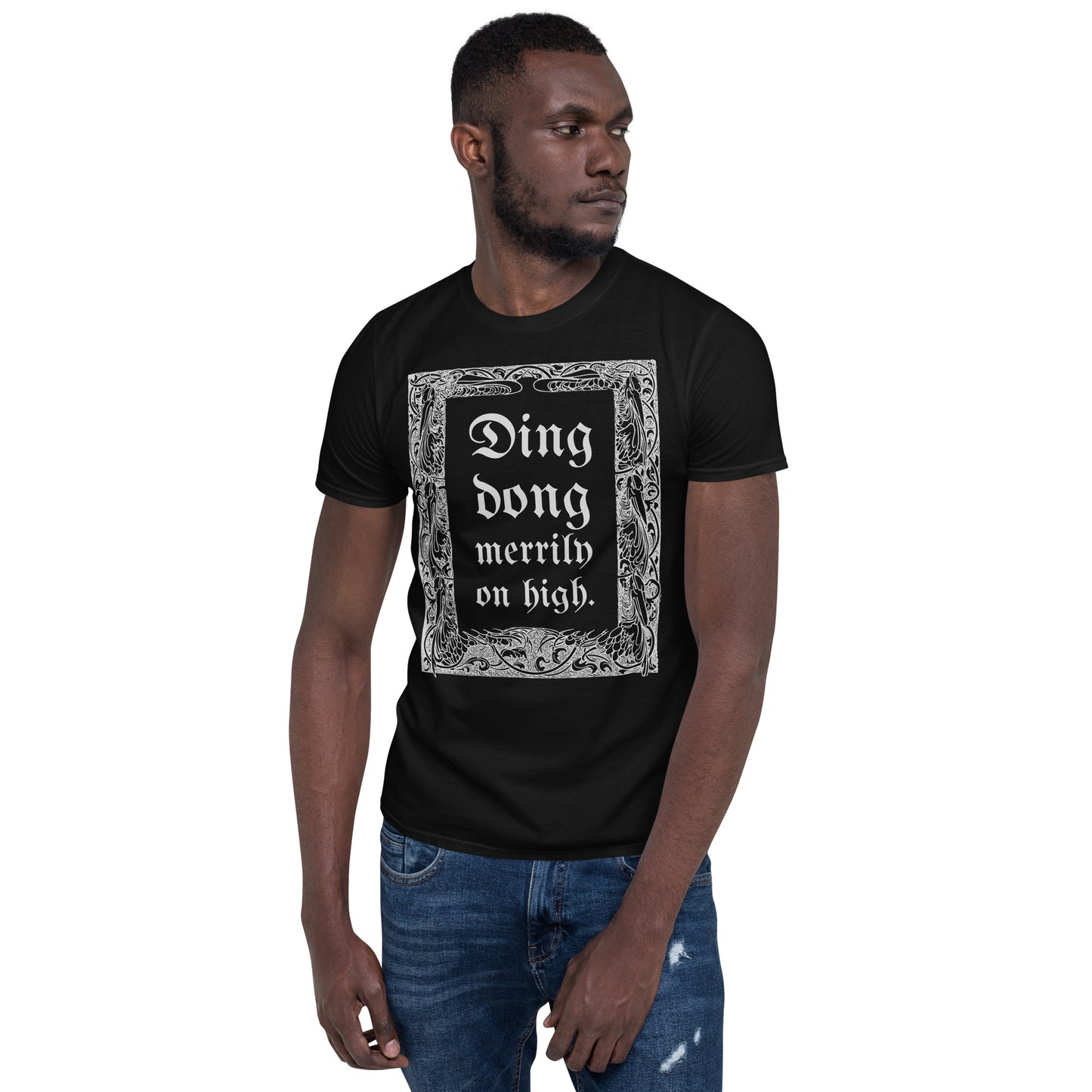 Ding Dong Merrily on High Short-Sleeve Unisex T-Shirt, Ding Dong t-Shirt, Christmas Carol, Old Film Quote