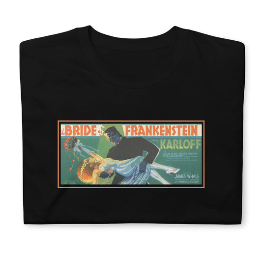 The Bride of Frankenstein 1935 Short-Sleeve Unisex T-Shirt, Movie Vintage Ad, Science Fiction Horror Film, Frankenstein