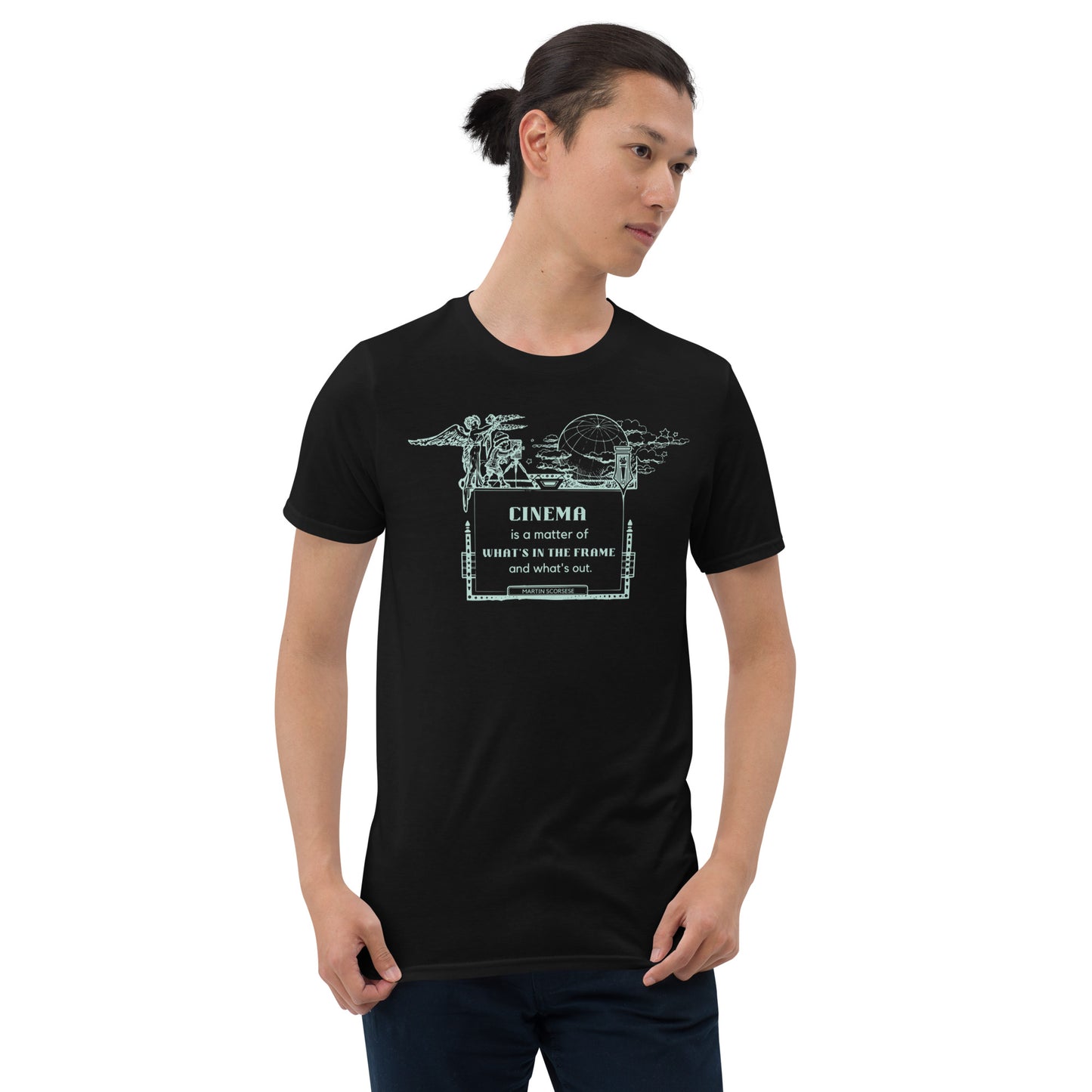 Cinema is a Matter of What's in the Frame and What's Out Short-Sleeve Unisex T-Shirt, Cinema Quote