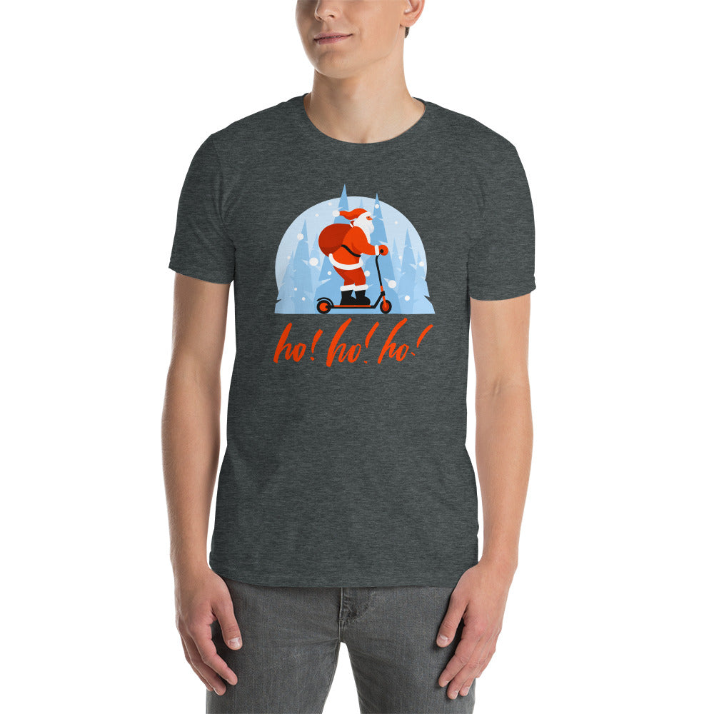 Ho! Ho! Ho! Santa on a Scooter Short-Sleeve Unisex T-Shirt