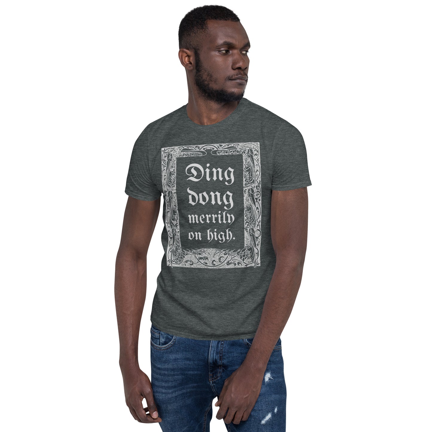 Ding Dong Merrily on High Short-Sleeve Unisex T-Shirt, Ding Dong t-Shirt, Christmas Carol, Old Film Quote