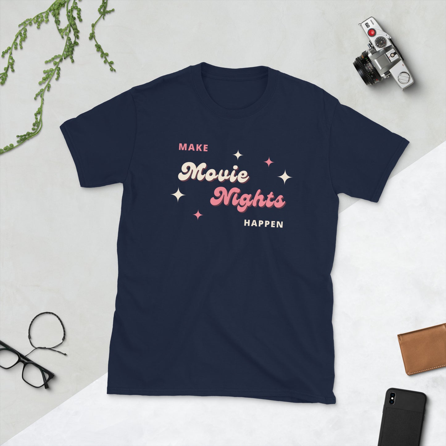 Make Movie Nights Happen Short-Sleeve Unisex T-Shirt, Movie Lover, Cinephile, Gift for Movie Lover
