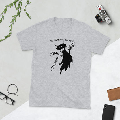 My Favorite Treat is ... I Scream, Short-Sleeve Unisex T-Shirt with a Ghost
