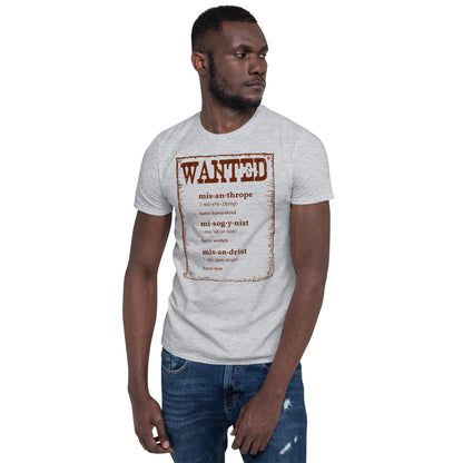 Wanted Misanthrope, Misogynist, Misandrist Short-Sleeve Unisex T-Shirt VINTAGE
