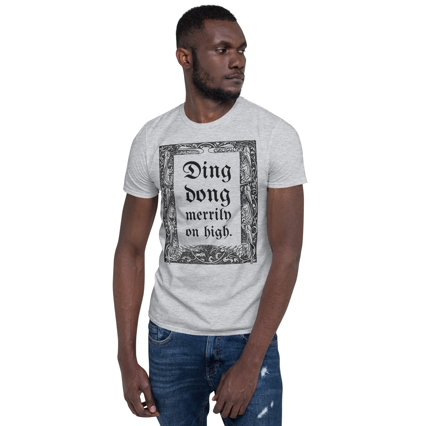 Ding Dong Merrily on High Short-Sleeve Unisex T-Shirt, Ding Dong t-Shirt, Christmas Carol, Old Film Quote