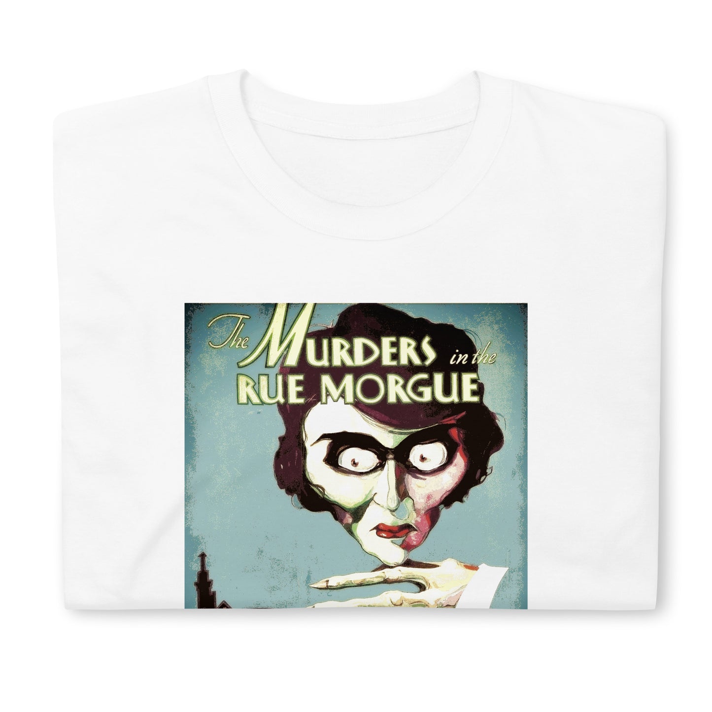 The Murders in the Rue Morgue 1932 Horror Movie Ad print, Short-Sleeve Unisex T-Shirt, Edgar Allan Poe