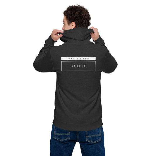 Keep It Simple STUPID Unisex basic zip hoodie, Funny Sarcastic Message, Self Irony, Minimalist