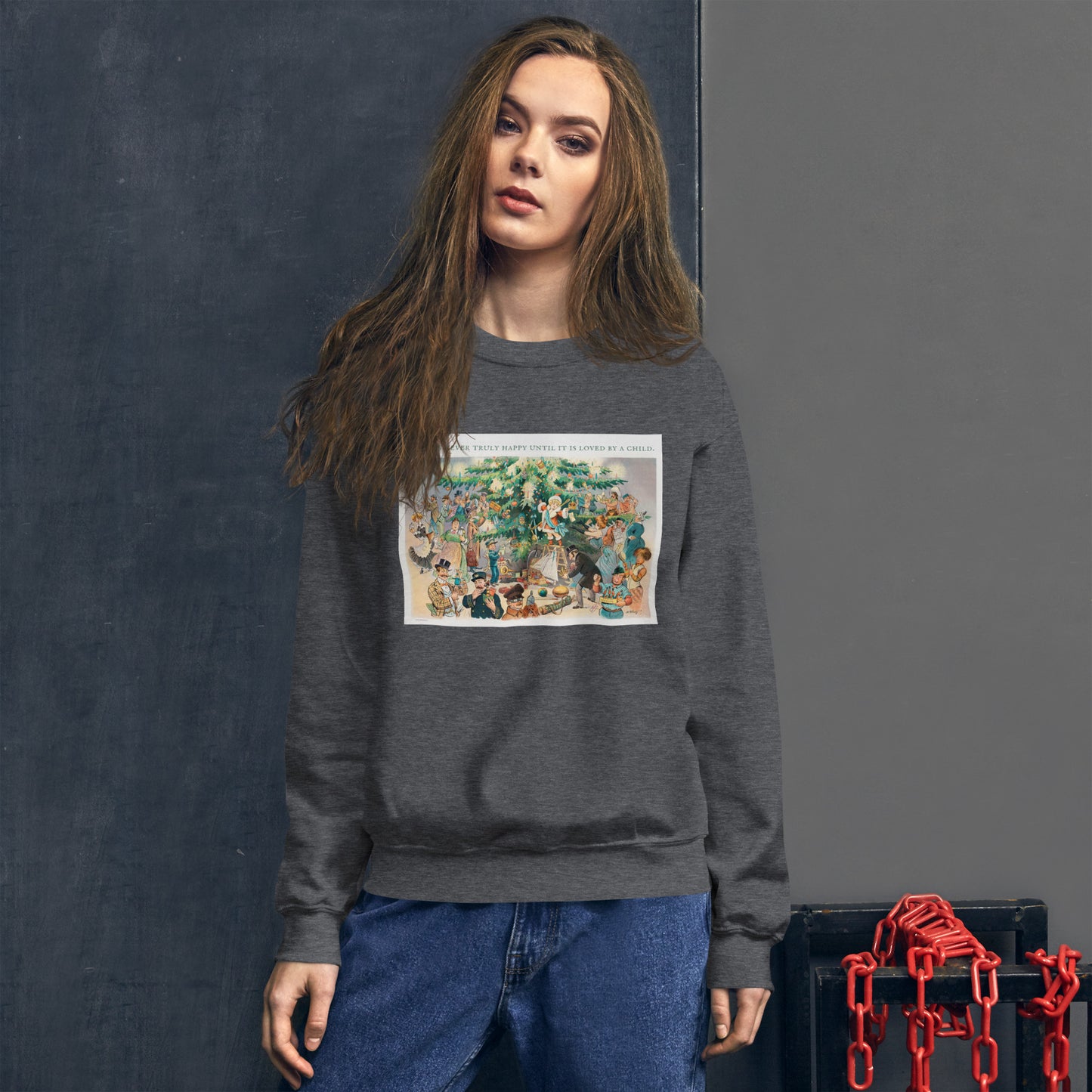 A Toy is Never Truly Happy Until it is Loved by a Child Short-Sleeve Unisex Sweatshirt, Vintage Image 1902