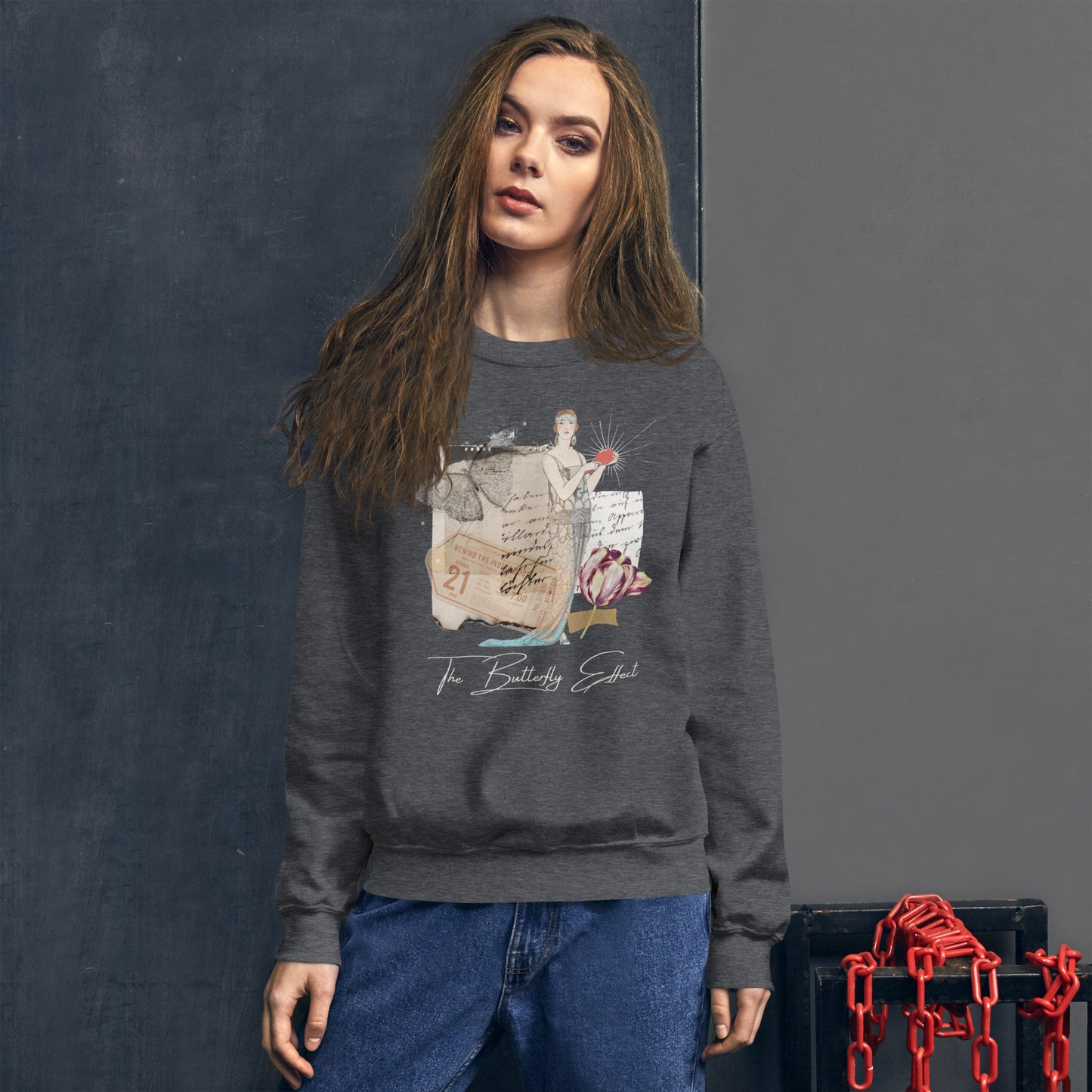 The Butterfly Effect Unisex Sweatshirt, Vintage Image, Vintage Collage