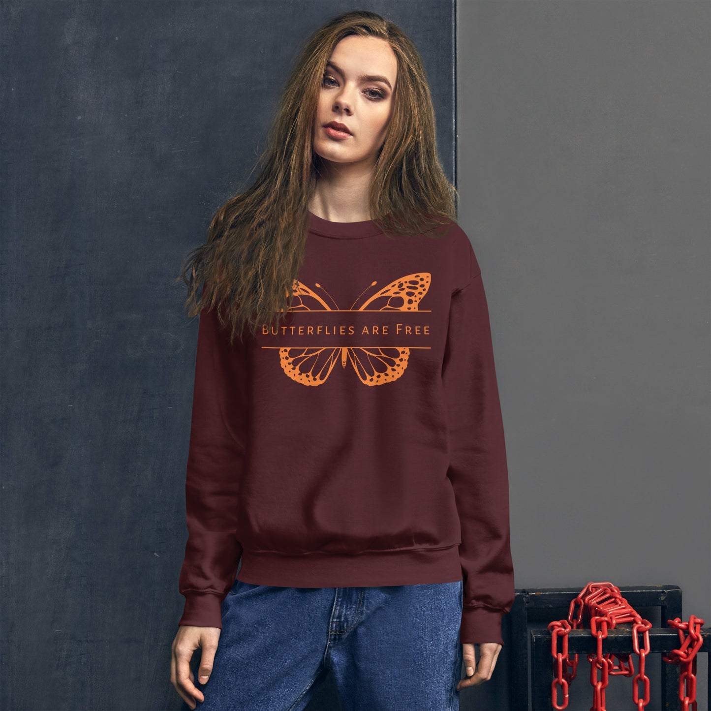 Butterflies Are Free Unisex Sweatshirt, Positive Inspirational Message, Be Free, Live Life as You Wish