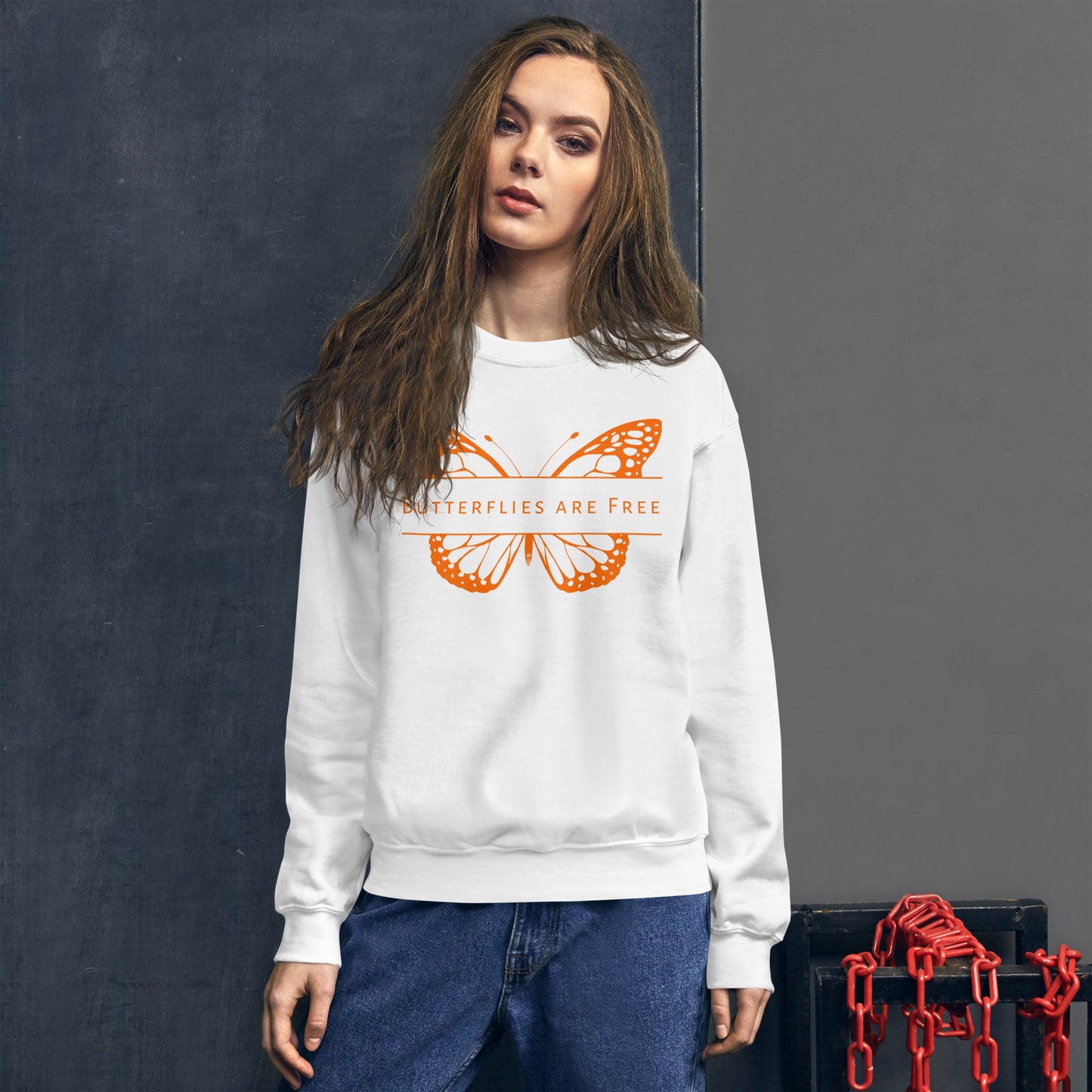 Butterflies Are Free Unisex Sweatshirt, Positive Inspirational Message, Be Free, Live Life as You Wish