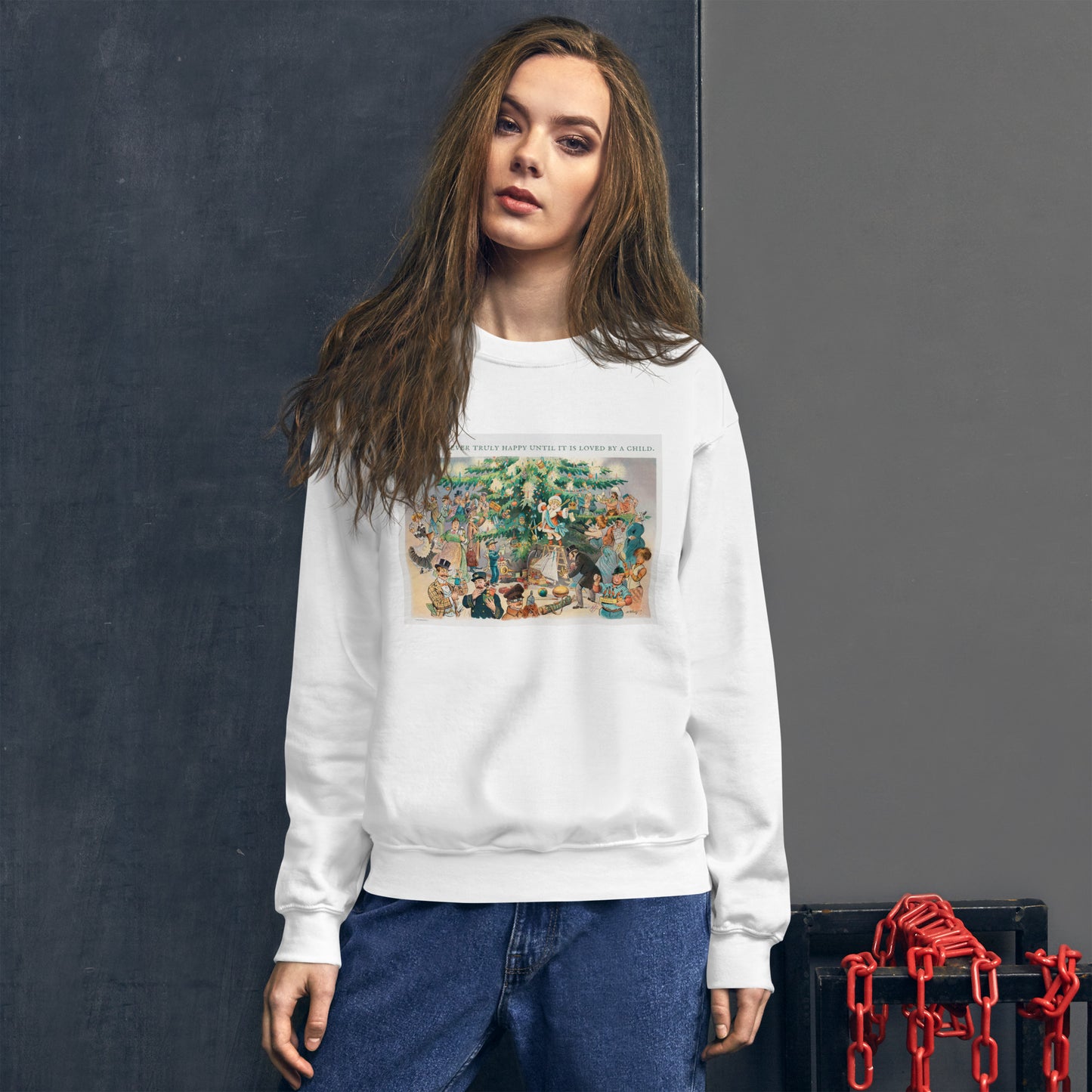 A Toy is Never Truly Happy Until it is Loved by a Child Short-Sleeve Unisex Sweatshirt, Vintage Image 1902